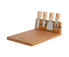 Excellent Houseware Bambukinė sūrio lenta su peiliais 5 vnt.