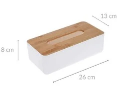 Bathroom Solutions Orion Servetėlių dėžutė WHITNEY su bambuko dangteliu