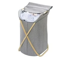 Wenko Bamboo Bambukinis skalbinių krepšelis, uždaras, talpa 79 litrai