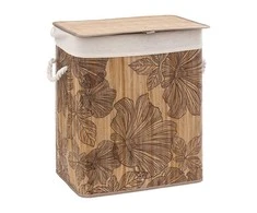 5five Simply Smart BAMBOO skalbinių krepšelis su gėlių motyvu, 60 l