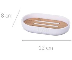 Bathroom Solutions Muilinė, 12,3 x 9,3 x 25 cm, baltos sp., su bambuko imitacija