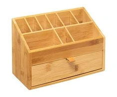 5five Simply Smart Bamboo Bambuko laikiklis kosmetikai, stalčius ir 9 skyriai