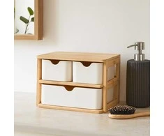 Bathroom Solutions Bamboo organizatorius su 3 stalčiais LADEN, 19,5 x 15 cm