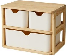 Bathroom Solutions Bamboo organizatorius su 3 stalčiais LADEN, 19,5 x 15 cm