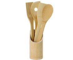 Dekoracja Domu Bamboo Bambuko aksesuarų rinkinys, 5 elementai, virtuvės reikmenys