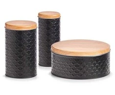 Bamboo SCANDI laikymo konteineris apvalus bambuko dangtelis, juodas, Zeller