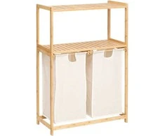 5five Simply Smart Bamboo Bambukinė lentyna su skalbinių krepšeliu TIDY BOX, 72 x 33 x 109 cm