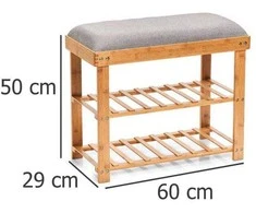 Zeller Bamboo Spintelė iš bambuko batams, sėdynė su lentynomis, medinė taburetė prieškambariui.