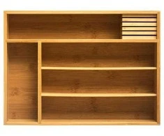 5five Simply Smart Bamboo Stalo įrankių stalčių tvarkyklė, 100% bambukas, 5 skyriai, 38 x 28 cm.