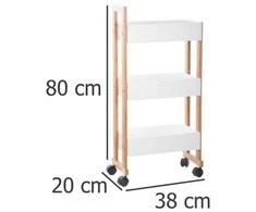 5five Simply Smart BAMBOO vonios vežimėlis, bambukinė spintelė - 3 lygių