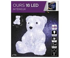 Springos LED acrylic bear, battery-operated, 16 LEDs, height 20 cm