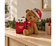 Bear figūrėlė su pašto dėžute, LED apšvietimas, 31 × 22.5 × 31 cm