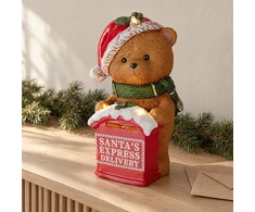 Bear figūrėlė su pašto dėžute, LED apšvietimas, 19,5 × 19 × 30 cm