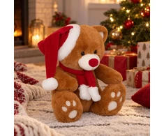 Atmosphera Teddy bear in a Santa hat, Christmas plush toy, 34 cm