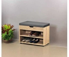 Bench Medinė batų spintelė su sėdyne, prieškambario knygų spinta su praktišku sėdėjimo suoliuku