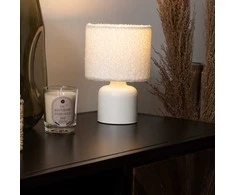 Atmosphera BONA keraminė stalinė lempa su bouclé gaubtu, Ø 14 cm