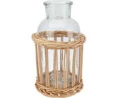 Home Styling Collection Dekoratyvinis buteliukas pintame krepšelyje