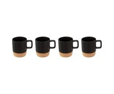 Secret De Gourmet PIECES Keraminiai puodeliai su bambukiniu stovu, 4 vnt. x 120 ml