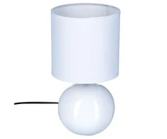 Lamp Baltas naktinis šviestuvas Boule, dekoratyvinis apšvietimas su gaubtu ir keraminiu pagrindu E14