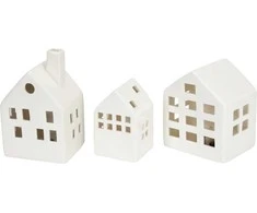Home Styling Collection Keraminiai LED SCANDI nameliai, 3 šviesų dekoracijos