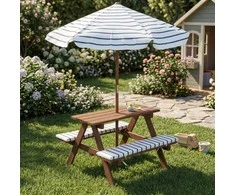 ProGarden Children's picnic table with umbrella KIRD, 75 x 75 x 140 cm