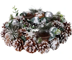 Home Styling Collection Kalėdinis vainikas iš kankorėžių, žvakių laikiklis 4 žvakėms, Ø 30 cm x 7,5 cm