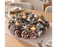 Home Styling Collection Kalėdinis vainikas iš kankorėžių, žvakių laikiklis 4 žvakėms, Ø 30 cm x 7,5 cm