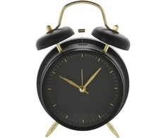 KOOPMAN CLASSIC Klasikinio stiliaus žadintuvas su auksiniais antgaliais, metalinis, Ø 12 cm