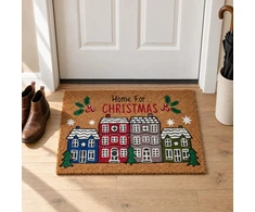 Home Styling Collection Kokoso pluošto kilimėlis su namo raštu, 59 × 39 cm