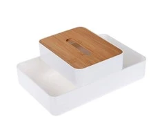 Bathroom Solutions Bamboo Kosmetikos laikiklis su bambuko dangteliu, 26 x 17 cm