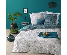 Dekoracja Domu Cotton Medvilninė patalynė 260x240 cm antklodės ir 2 pagalvių komplektas su augaliniu raštu