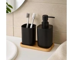 Bathroom Solutions PIECES CUB vonios kambario komplektas, juodas, 3 dalių