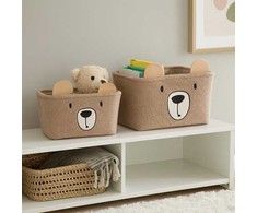 Kids Collection KOSZYKI NA ZABAWKI PLUSZOWE BRĄZOWE Rinkinys 2 SZTUK DO POKOJU DZIECIĘCEGO