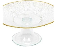 KOOPMAN Stiklinė tortų lėkštė su auksiniu kraštu, 21 cm