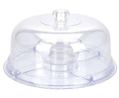 Excellent Houseware Daugiafunkcinė lėkštė tortams su plastikiniu dangteliu