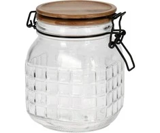 Excellent Houseware Stiklainiai su užspaudžiamais dangteliais stiklinis 1,1 l