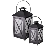 Home Styling Collection Latarnia dekoracyjna metalo sp., komplektas 2 vnt., 20 x 20 x 40 i 15 x 15 x 30 cm
