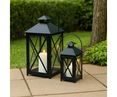 Home Styling Collection Latarnia dekoracyjna metalo sp., komplektas 2 vnt., 20 x 20 x 40 i 15 x 15 x 30 cm