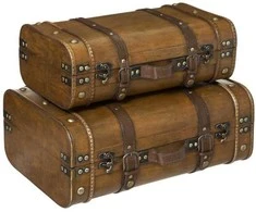 Decorative storage boxes, set of 2 suitcases BRUCE