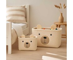 Kids Collection KOSZYKI NA ZABAWKI PLUSZOWE POLIESTER BEŻOWE Rinkinys 2 SZTUKI