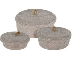Home Styling Collection Dekoratyviniai laikymo krepšeliai, džiuto dangtelis, 3 vnt