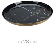 Home Styling Collection Dekoratyvinė lėkštė MARBLE, juodos sp., ø28 cm