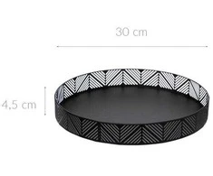 Style Dekoratyvinis padėklas, Boho stiliaus virtuvei, juodas, skersmuo 30 cm - Secret de Gourmet