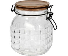 Excellent Houseware Stiklainiai su užspaudžiamais dangteliais stiklinis 1,1 l