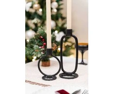 Home Styling Collection Žvakidė 24 cm juoda aliuminė