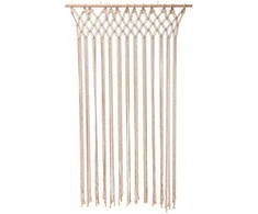 Home Styling Collection Durų užuolaida, 90 x 180 cm, makramas ant medinio pagaliuko
