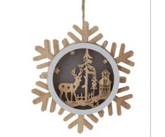 Home Styling Collection Medinė kalėdinė dekoracija pakabinimui, 12 cm