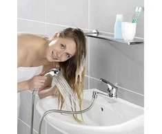Dušo galvutė praustuvo čiaupui, nešiojamasis nerūdijančio plieno prietaisas - 150 cm žarna, WENKO