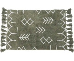 Home Styling Collection Etno Žalias kilimas su kutais, 100% medvilnė, etninis raštas