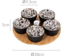 Secret De Gourmet FLORAL Snack Bowls, ant medinio padėklo, 5 dubenėliai, 70 ml